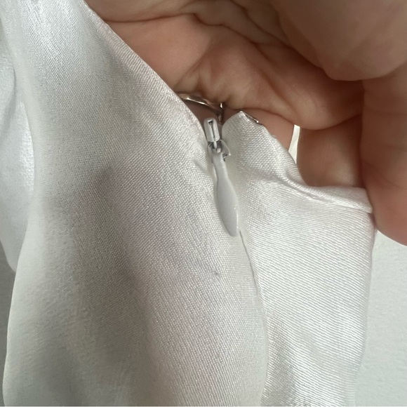 Lovers & Friends Boa Satin Cowl Mini Dress Ivory Pearl Embellished Straps Small - Picture 10 of 11